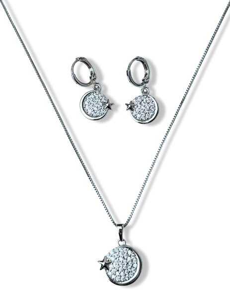 SET CIRCONIAS Y ESTRELLA PLATEADO