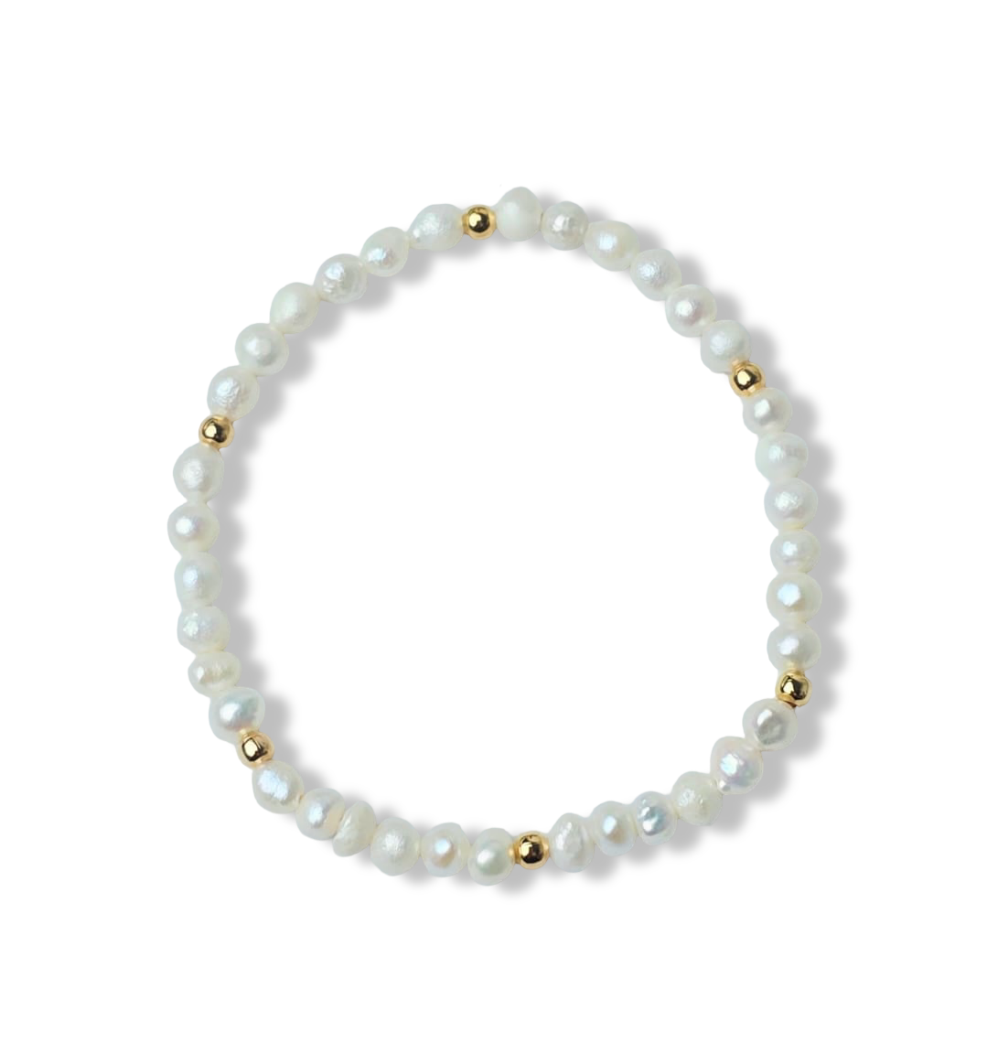 PULSERA PERLAS Y DETALLES EN DORADO