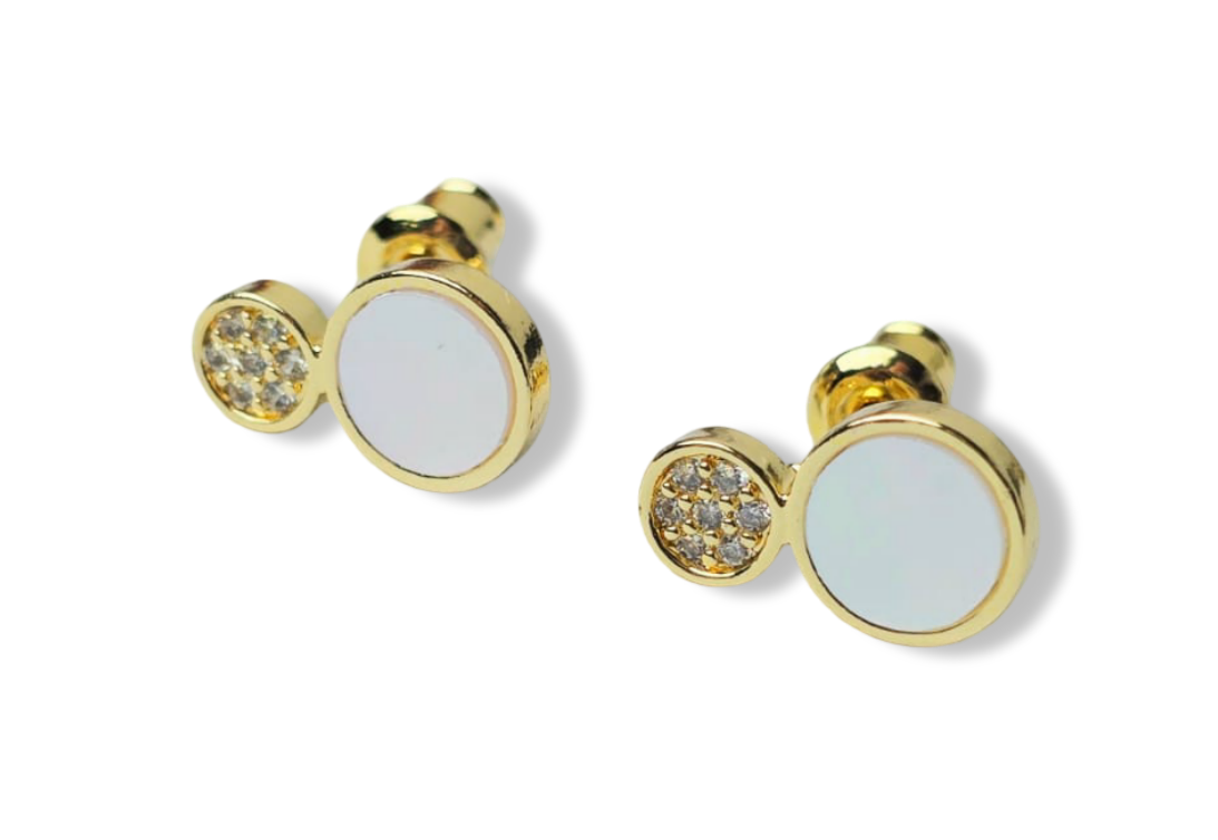 ARETE MINI MADRE PERLA CIRCONIA DORADO