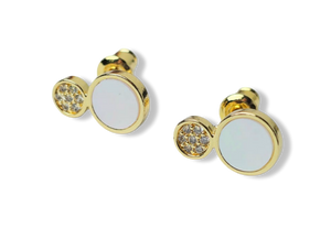 ARETE MINI MADRE PERLA CIRCONIA DORADO
