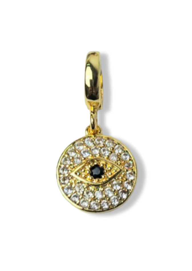 DIJE OJO TURCO REDONDO CIRCONIAS DORADO