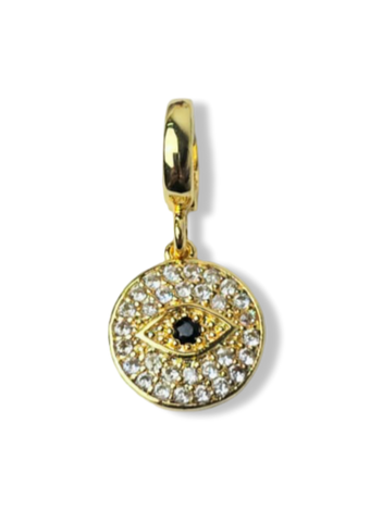 DIJE OJO TURCO REDONDO CIRCONIAS DORADO