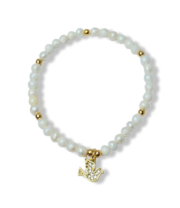 PULSERA PERLA ESPIRITU SANTO KIDS DORADO
