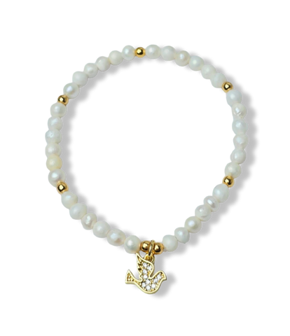 PULSERA PERLA ESPIRITU SANTO KIDS DORADO