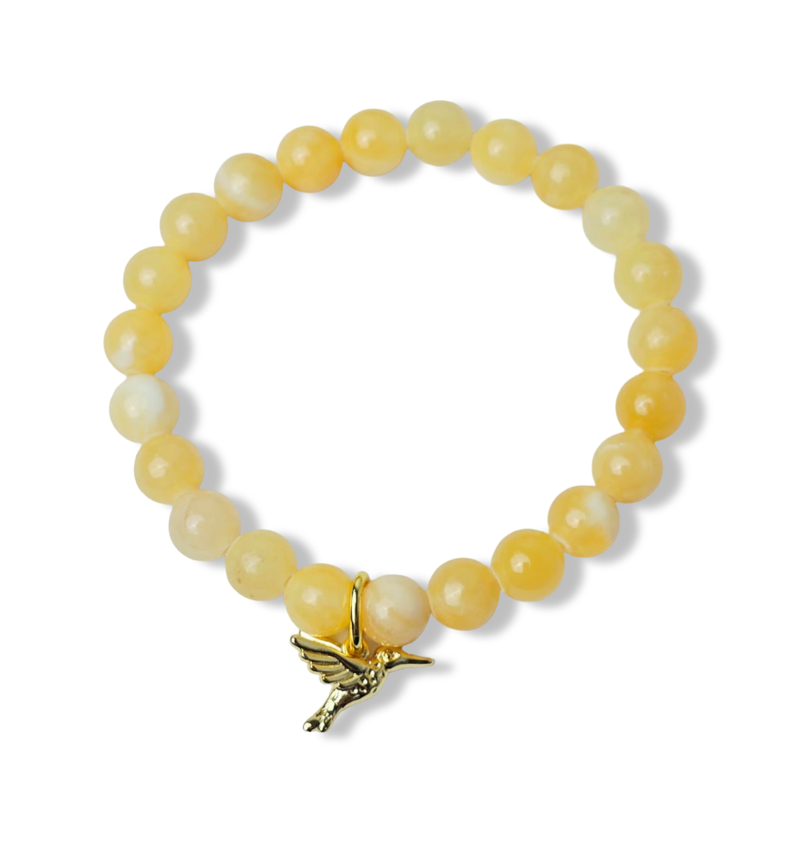 PULSERA ÁGATA AMARILLA COLIBRÍ DORADO