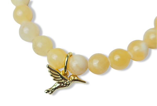 PULSERA ÁGATA AMARILLA COLIBRÍ DORADO