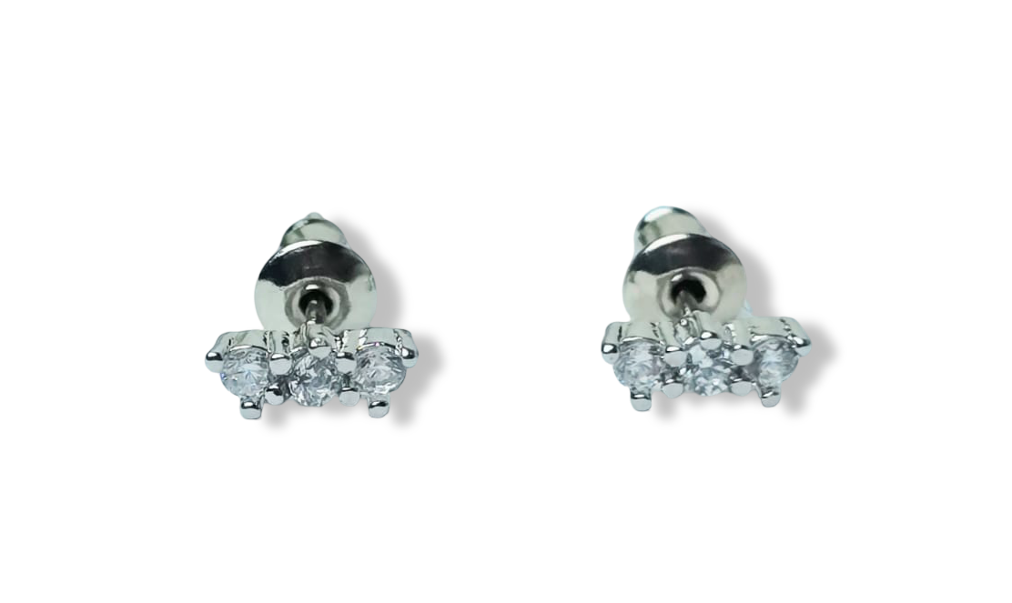 ARETE TRES CIRCONIAS PLATEADO