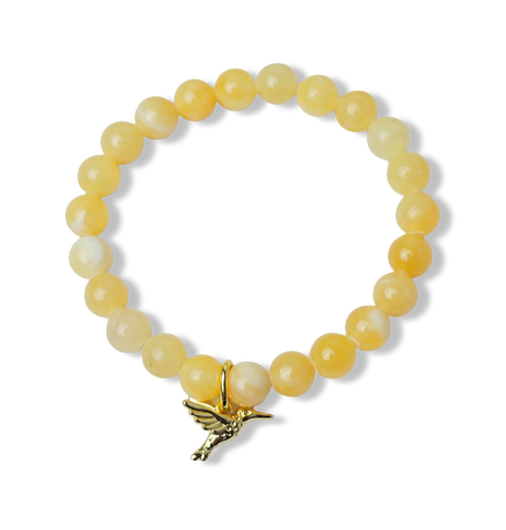 PULSERA ÁGATA AMARILLA COLIBRÍ DORADO