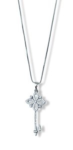 COLLAR LLAVE Y CIRCONIAS PLATEADO