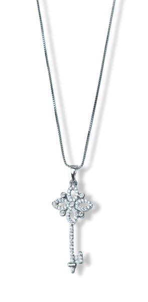 COLLAR LLAVE Y CIRCONIAS PLATEADO