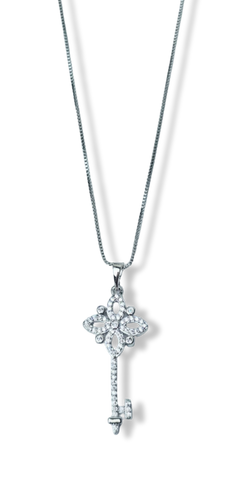 COLLAR LLAVE Y CIRCONIAS PLATEADO