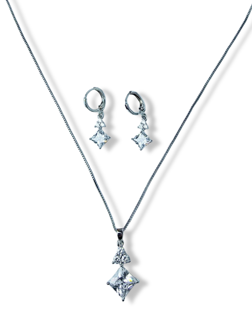 SET CRISTAL DIAMANTADO PLATEADO