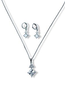 SET CRISTAL DIAMANTADO PLATEADO
