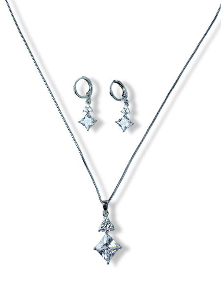 SET CRISTAL DIAMANTADO PLATEADO
