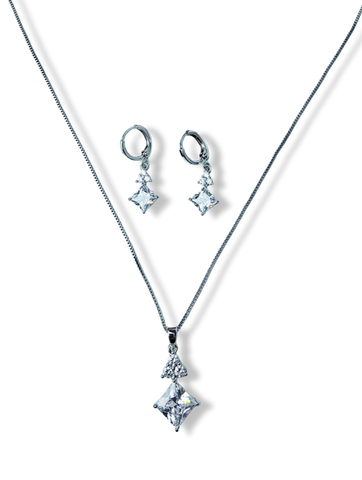 SET CRISTAL DIAMANTADO PLATEADO