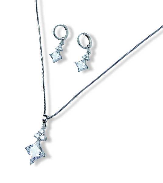 SET CRISTAL DIAMANTADO PLATEADO