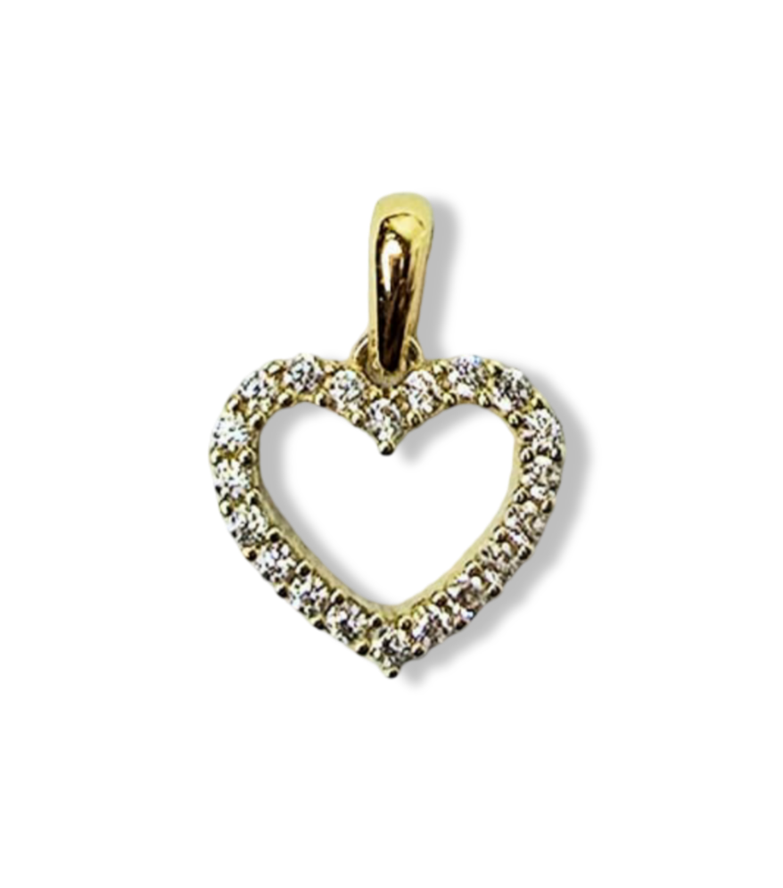 DIJE CORAZÓN CIRCONIAS EN ORO DE 10K DORADO