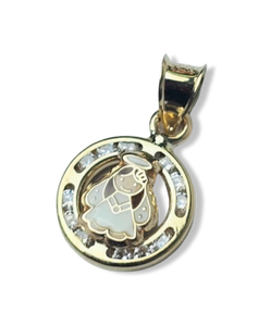 DIJE ÁNGEL CIRCONIA EN ORO DE 10K DORADO