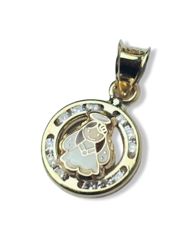 DIJE ÁNGEL CIRCONIA EN ORO DE 10K DORADO