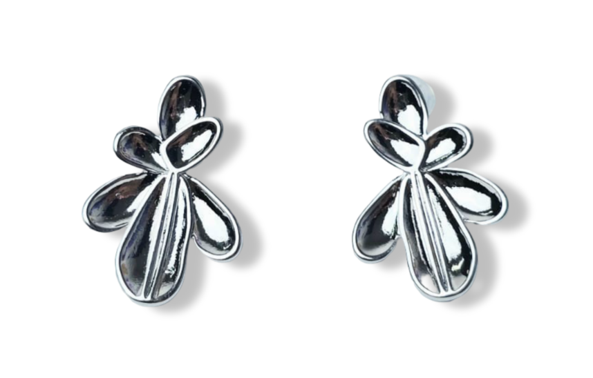 ARETE FLOR AZALEA PLATEADO