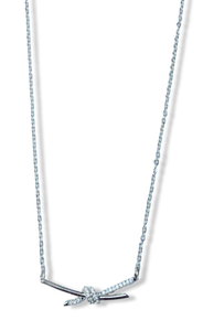 COLLAR NUDO Y CIRCONIA PLATEADO