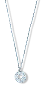 COLLAR CORAZON CIRCONIAS REDONDO PLATEADO
