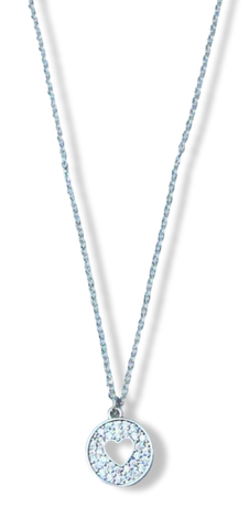 COLLAR CORAZON CIRCONIAS REDONDO PLATEADO