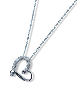COLLAR CORAZÓN PLATEADO Y CIRCONIAS