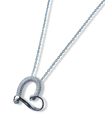 COLLAR CORAZÓN PLATEADO Y CIRCONIAS