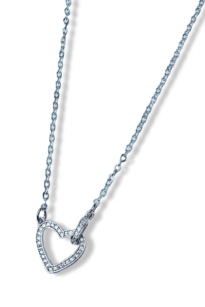 COLLAR SILUETA DE CORAZÓN CIRCONIA PLATEADO