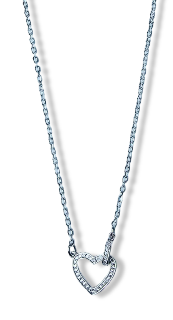 COLLAR SILUETA DE CORAZÓN CIRCONIA PLATEADO