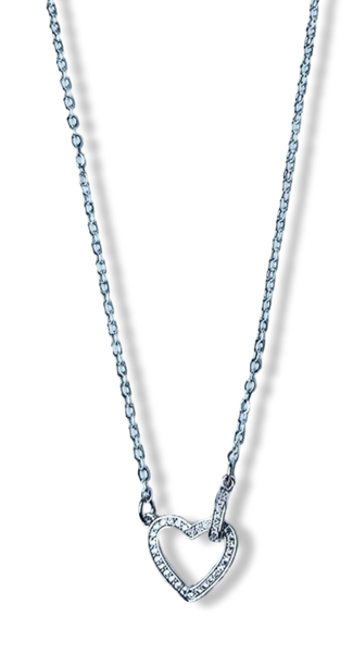 COLLAR SILUETA DE CORAZÓN CIRCONIA PLATEADO
