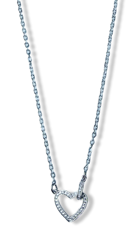 COLLAR SILUETA DE CORAZÓN CIRCONIA PLATEADO
