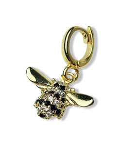 DIJE ABEJA CIRCONIA BLANCO Y NEGRO DORADO
