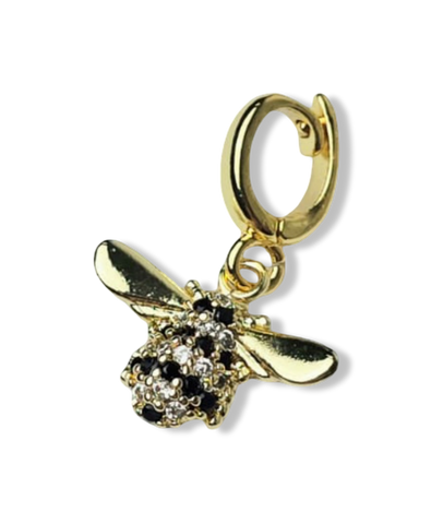 DIJE ABEJA CIRCONIA BLANCO Y NEGRO DORADO