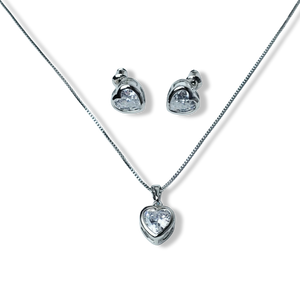 SET CORAZON CRISTAL PLATEADO