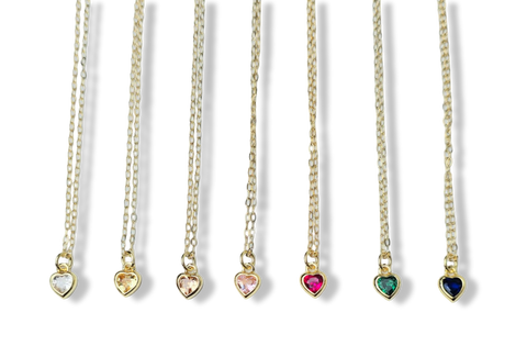 COLLAR MINI CORAZÓN CRISTAL COLORES DORADO