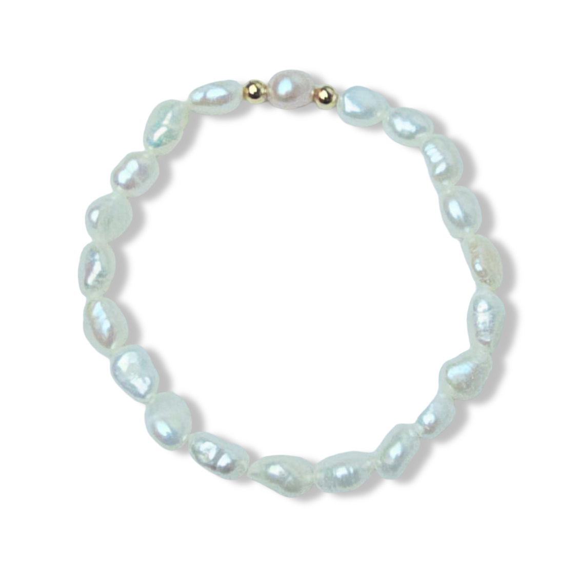 PULSERA PERLA IRREGULAR Y BARROCA ROSA DORADO