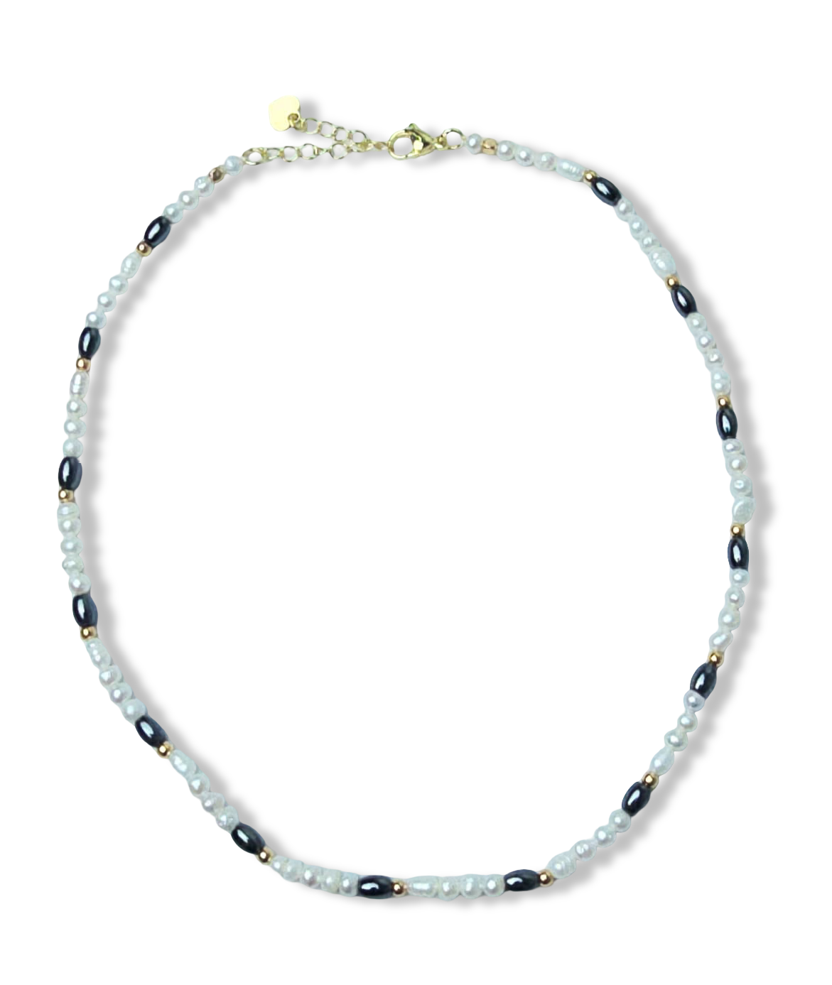 COLLAR PIRITA Y PERLA IRREGULAR ARROZ DORADO