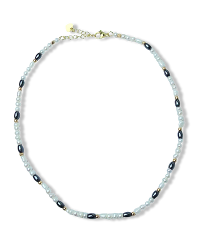 COLLAR PIRITA Y PERLA IRREGULAR ARROZ DORADO