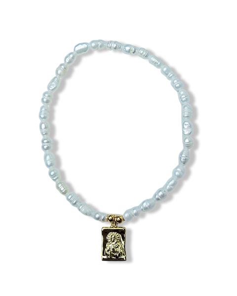 PULSERA SAGRADO CORAZÓN PERLA ARROZ DORADO