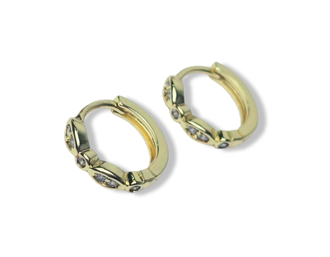 ARETE MINI ARRACADA CIRCONIAS DORADO