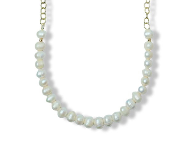 COLLAR PERLA BARROCA Y CADENA DORADO