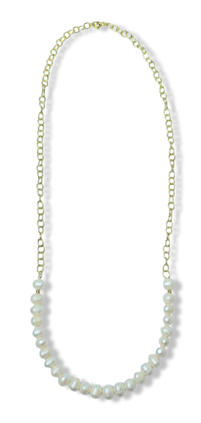 COLLAR PERLA BARROCA Y CADENA DORADO