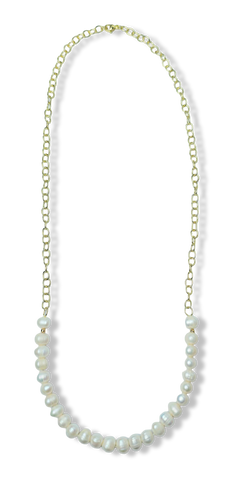 COLLAR PERLA BARROCA Y CADENA DORADO