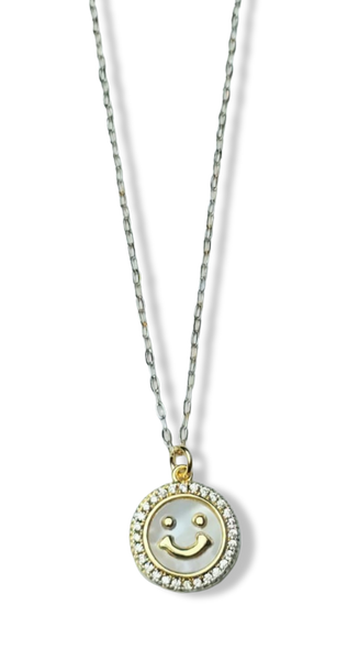COLLAR HAPPY FACE MADRE PERLA DORADO