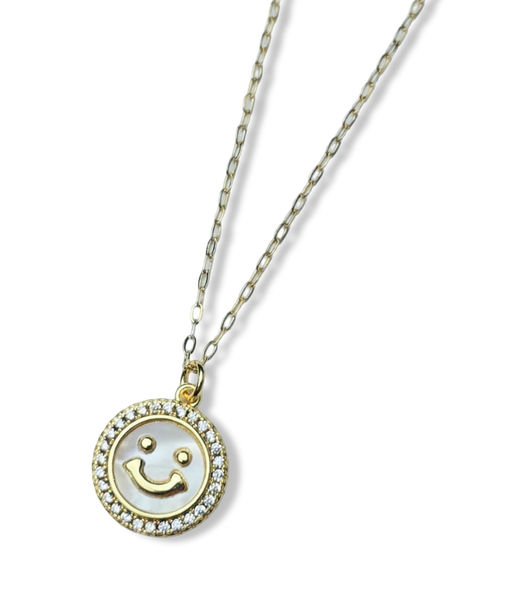 COLLAR HAPPY FACE MADRE PERLA DORADO