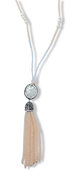 COLLAR LARGO PERLA COIN Y TRABAJO TURCO