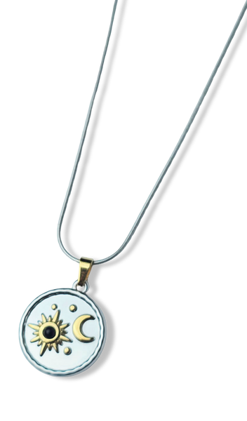 COLLAR WATERPROOF LUNA ESTRELLAS BICOLOR PLATEADO