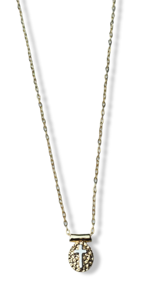 COLLAR MINI CRUZ BICOLOR DORADO